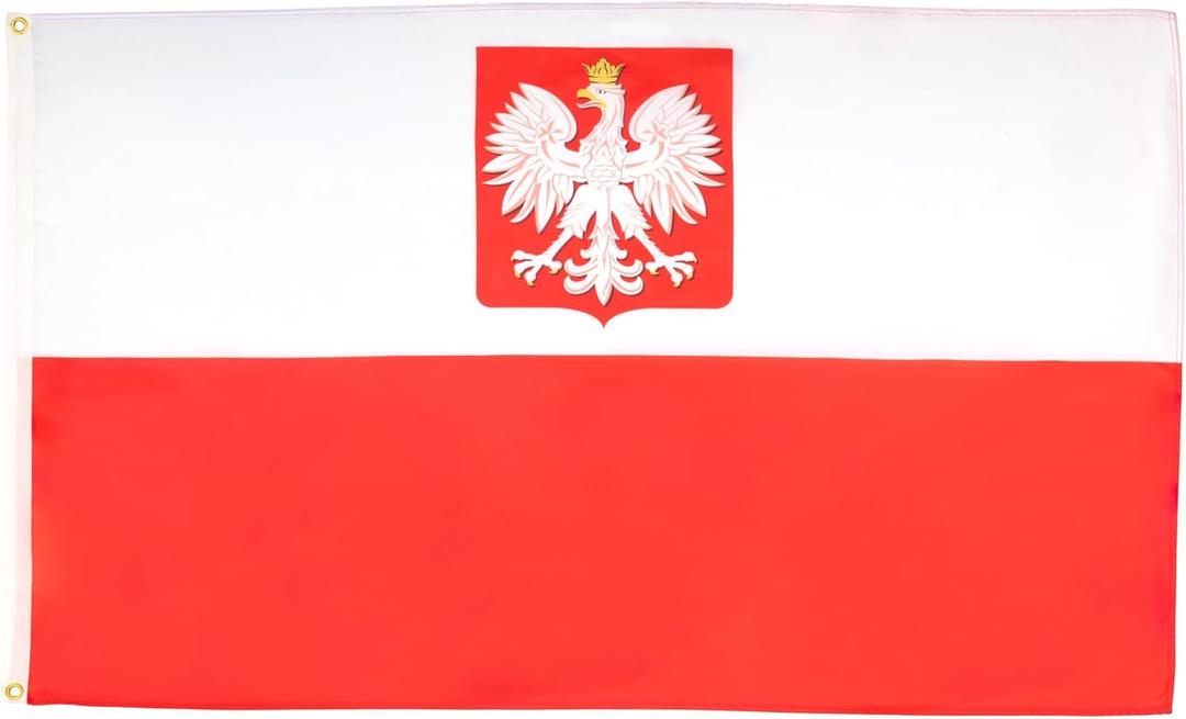 AZ FLAG - Poland With Eagle Flag - Large 5x8 Ft - 100D Polyester Polish Coat Of Arms Big Banner with Two Metal Grommets - Fade Resistant - Vivid Colors - 5' x 8' Feet - 250x150 Cm