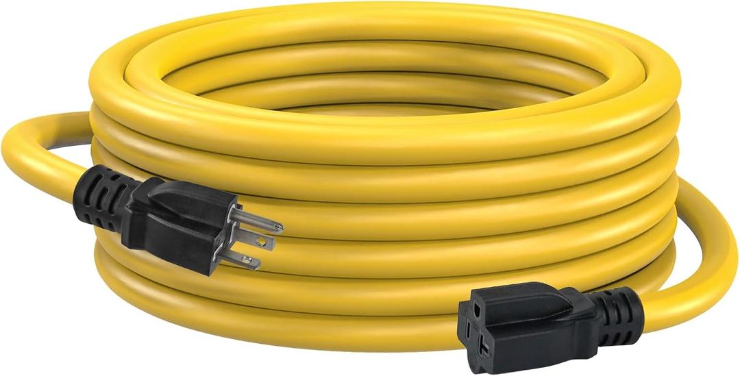 EP 15 Ft 10 Gauge Outdoor Extension Cord with T-Blade Plug, Heavy Duty NEMA 5-20 P/R Power Cord, 20A 250V 10/3 SJTW Cable for Lawn, Garden, Appliance, Yellow