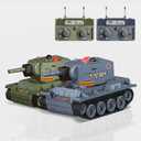 BRRRRT 1/64 RC Battle Tank Set,Remote Control Military Vehicles with Infrared Shoot,RC Tank That Shoots with 330 Rotating Turret and Sound & Lighting for Kids Gift 8+