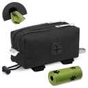 VOXGET Dog Poop Bag Holder for Leashes, Puppy Treat Pounch Carrier with 2 Zipper Pockets and Clip for Pets Training, Dog Waste Bag Dispenser with 1 Roll Poop Bags for Walking Accessories (Black)