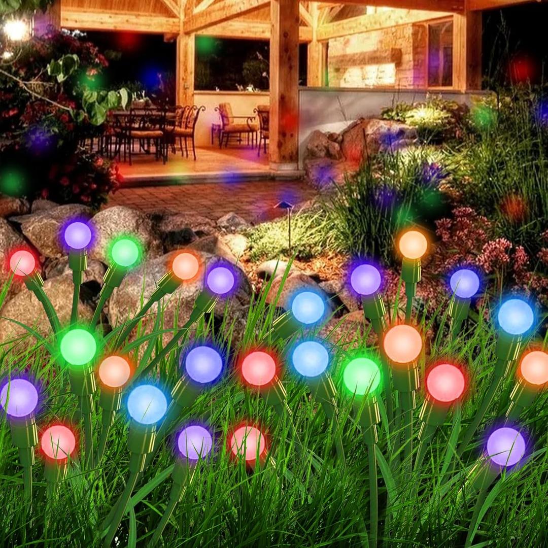 Aogist Solar Garden Lights Outdoor Waterproof,6 Packs 60 LED,Sway by Wind, Yard Patio Pathway Decoration, High Flexibility Iron Wire & Heavy Bulb Base,Multicolor