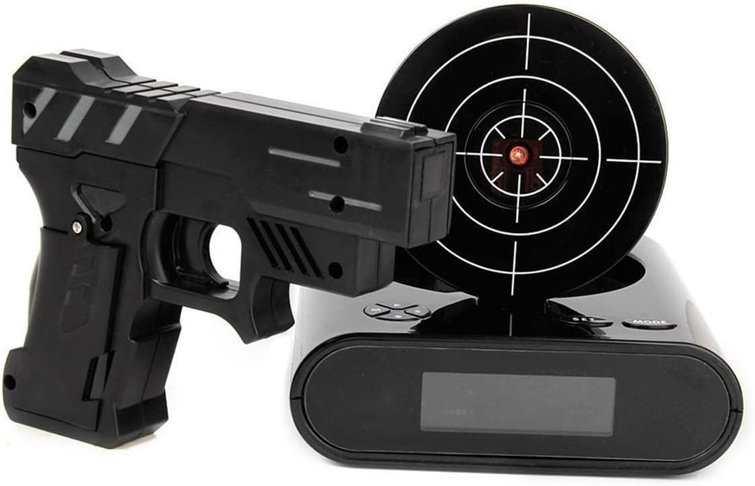 EC VISION Lock N' Load Gun Alarm Clock Target Alarm Clock Creative Clock Black