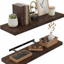 Lufia Floating Wall Shelves, Set of 2, MDF with Invisible Brackets, Modern Storage for Bedroom, Bathroom, Living Room, Kitchen (Rustic Brown, 24" W x 7" D x 1.5" H)