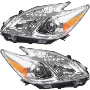 Dasbecan Halogen Headlight Compatible With Toyota Prius 2012-2015 Driver  Passenger Side Replaces# TO2519134 TO2518134 1 Pair Headlamp Assembly