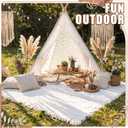 Beeveer Huge Teepee Tent 47'' X51'' with Extra Large Boho Picnic Blanket 91'' x 72'', Outdoor Lace Teepee Play Tent with Foldable Poles for Indoor Outdoor Party Wedding Picnic