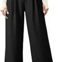 EVALESS Women's Wide Leg Pants High Waisted Business Work Casual Trousers 2025 Summer Comfy Palazzo Pants with Pockets L