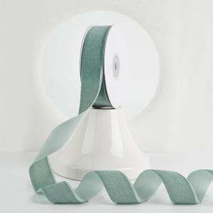 2 x MEEDEE Dusty Blue Velvet Ribbon 1 Inch Single Face Nylon Velvet Ribbon 2 Rolls 20 Yards Antique Blue Ribbons for Christmas Tree, Gift Wrappig, Rustic Wreath, Velvet Bow Making, Home Decor