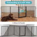 No Pawblems Free Standing Dog Gate with Door, 30'' Tall Foldable Dog Fence for Indoor & Outdoor, Up to 104 Inch Extra Wide Puppy Gate for Stairs, Hallways, Doorways, Deck, Yard (Black, 4 Panels)
