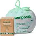 Compostic Home Compostable Trash Bags, 3 Gallon Small Kitchen Rubbish Bags (17 x 17.7), Extra Strong & Quickly Breaks Down, 50 Count