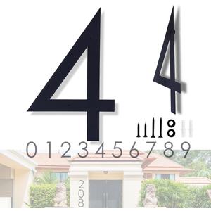 16 Inch Modern House Numbers for Outside,Large Black Metal House Numbers,House Address Numbers for House Address Apartments Wall Door Hotel Garage Gate with Nail Kit Number 4