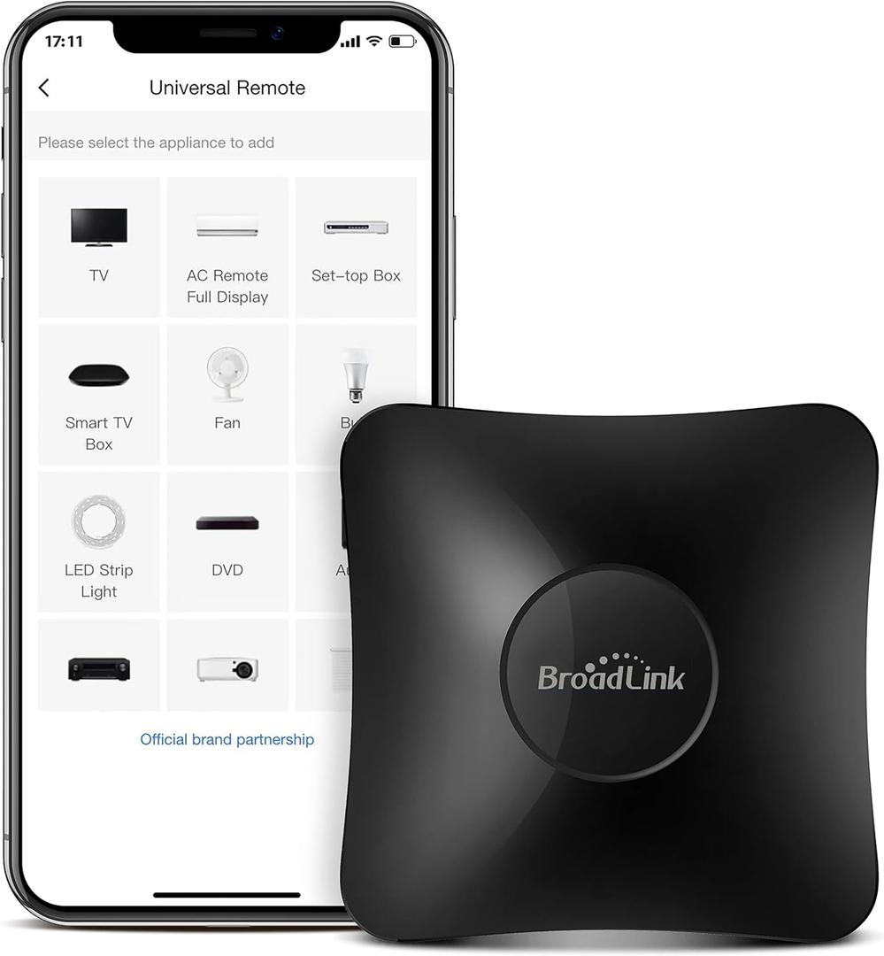 BroadLink IR/RF Smart Home Hub-WiFi IR/RF Blaster for Home Automation, TV, Curtain, Shades Remote, Smart AC Controller, Works with Alexa, Google Assistant, IFTTT (RM4 pro)