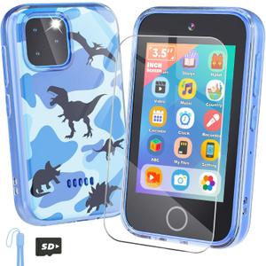 Kids Smart Phone, 3.5" Touchscreen Dinosaur Phone for Kids 3 4 5 6 7 8 9 Years Old, Educational Toddler Phone with Dual Camera ABC Learning Video Player Game, Christmas Birthday Gifts for Boys Age 3-9