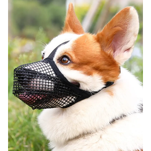 Crazy Felix Dog Muzzle, Soft Mesh Muzzle for Small Medium Large Dogs Labrador German Shepherd, Breathable Adjustable Mouth Guard for Biting Chewing Scavenging, Allows Panting and Drinking(Black,S)