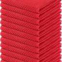 Kitinjoy 100% Cotton Kitchen Dish Cloths (12 X 12 Inches, Red), 12 Pack Waffle Weave Ultra Soft Absorbent Dish Towels for Drying Dishes Quick Drying Kitchen Towels Dish Rags