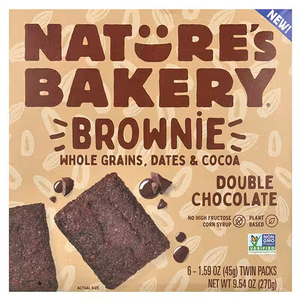Nature's Bakery, Brownie, Double Chocolate, 6 Twin Packs, 1.59 oz (45 g) 
 Each
 