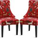 Liykimt Stretch Wingback Side Chair Slipcover-Accent Chair Cover Slipcover with Arm,Washable Upholstered Arm Dining Chair with Nailed Trim Protector for Dining Living Room, 2 pieces