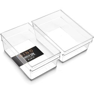 BINO | Plastic Storage Bins, X-Large | THE HANDLER COLLECTION | Multipurpose Organizer Bins | Kitchen Pantry Organizers and Storage | Clear Containers for Organizing Home | Freezer Organizer (2PK X-LARGE - 14 x 10 x 4)
