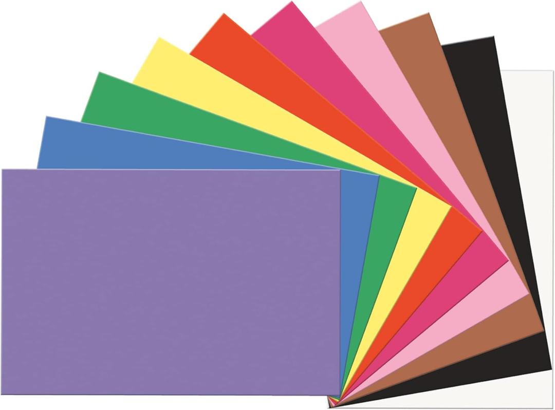 Prang (Formerly SunWorks) Construction Paper, 10 Assorted Colors, 12" x 18", 100 Sheets