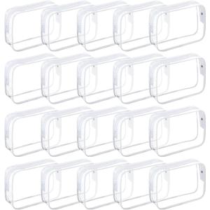 Tergy 20 Packs Clear Cosmetics Bags for Women Men Waterproof Toiletry Bags PVC Makeup Bags Organizer Case with Zipper for Travel Bathroom (White)