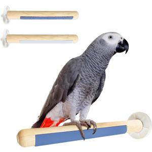 2 Pcs Natural Wood Bird Cage Perch with Foot Grinding, 7.8 inch Wooden Stand for Pet Birds, Universal Cage Accessory
