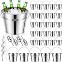 Zopeal 38 Pcs Galvanized Beer Buckets with Scoops Tongs, Retro (EXP 03/10/27)