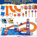 Toddler Puzzle Race Cars Track Toys for Kids Age 3-5 2-4 Years, 59PCS Puzzles Car Track Set Includes 2 Cars and Road Signs, Educational Birthday Gifts for Kids, Boys and Girls