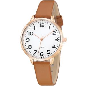 TWOPTION Women's Dainty Analog Leather Dress Watch for Small Wrists, Ladies Waterproof Watches for Women