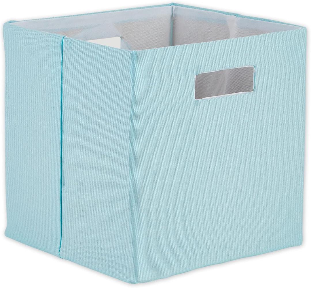 DII Collapsible Polyester Storage Cube, Solid, Lightweight and Durable, Small Square, 11x11x11, Robin's Egg Blue