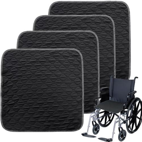 MatFirsmo Waterproof Chair Pads for Incontinence, 4 Pack Washable Seat Protector Pads 20"x20", Absorbent Wheelchair Pad Covers, Reusable Incontinence Pads for Adults Elderly Kids & Pets, Black