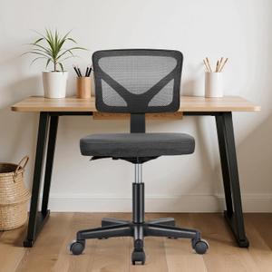 Sweetcrispy Office Computer Desk Chair, Ergonomic Low-Back Mesh Rolling Work Swivel Chairs with Wheels, Armless Comfortable Seat Lumbar Support for Home, Bedroom, Study, Student, Adults, Black