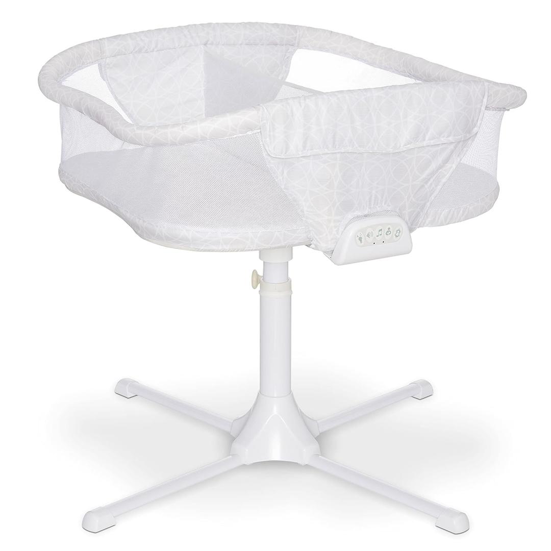 HALO BassiNest Twin Sleeper, Bedside Double Bassinet, Adjustable, Soothing Center with, Vibration, Soothing Sounds and Lullabies Premiere Series, Sand Circle, Gray