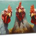 Rooster Canvas Wall Art Farmhouse Chicken Picture Wall Art Funny Animal Artwork Painting Prints for Living Room Decor Framed(Animal-1,16x24inch (40x60cm))