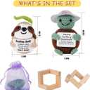 2 x 2 Pack Positive Crochet Animals Birthday Gifts for Women Men Includes Motivational Cards and a Wooden Base Cute Small Gift for Son Mom Dad Daughter Sister Friend Coworkers