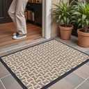 Color & Geometry Front Door Mat Outside Entrance, All-Season Heavy Duty Outdoor Door Mat for Patio Waterproof, Welcome Mat Doormat Outdoor Entrance Non Slip with Rubber Backing, Khaki 24''x36''