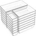 Criusia 21 Pack Large Clear Plastic Drawer Organizer Trays | BPA-Free Acrylic Organizer Bins for Large Kitchen Utensils, Bathroom, Makeup, Jewelries, Office Desk, School Supplies, Perfume