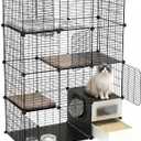 Cat Cage Indoor with Litter Box 4-Tier DIY Cat Crate, Cat Playpen Indoor & Outdoor Detachable Metal Wire Large Exercise Place Ideal