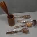 Acacia Wood Kitchen Utensils Set – 6 Piece Wooden Spoons & Spatulas, Heat-Resistant, Eco-Friendly, Safe for Nonstick Cookware