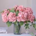 Buart 3PCS Long Stem Big Size Flowers Artificial Silk Hydrangea Lifelike Flowers Real Touch Peach Pink Artificial Flowers Wedding Shower Bride Bouquets Office Living Room Table Decorations (21 Inch)