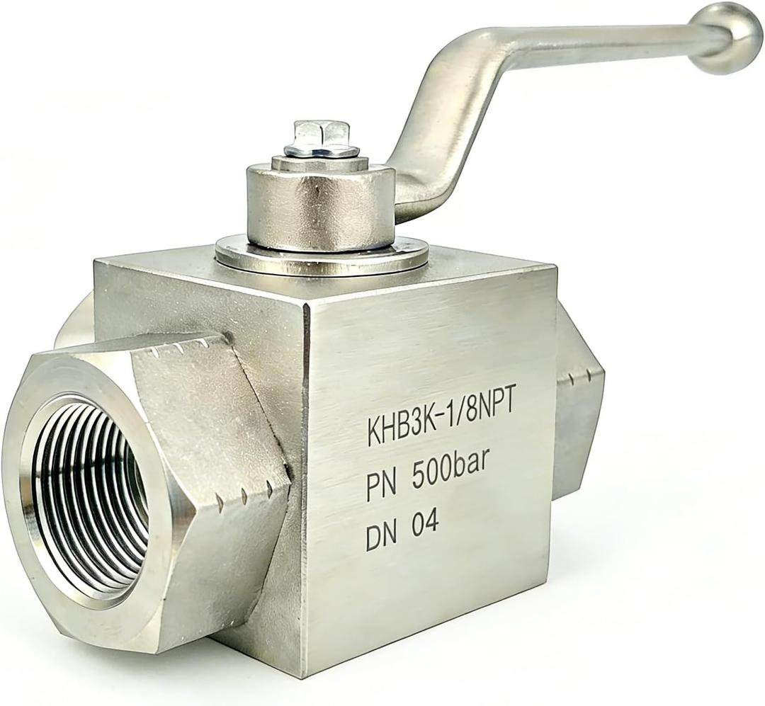 Autovo Hydraulic Valve 1/8 Inch 7250 PSI High Pressure, Shut-Off 3 Way Hydraulic Ball Valve KHB 1/8" NPT