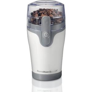Hamilton Beach Fresh Grind Electric Coffee Grinder for Beans, Spices and More, Stainless Steel Blades, Removable Chamber, Makes up to 12 Cups, White