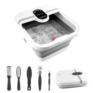 Collapsible Foot Spa Bath Massager with Heat, Pedicure Foot Spa with Bubbles/Timer/Temperature Control, Feet Soak Tub for Home, Office, Relaxation and Stress Relief, Gift for Men and Women (Grey)