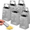 6pcs Mini Cheese Grater, Efficent Kitchen Gadget Stainless Steel Four-sided Box Grater for Kitchen Multi-function Vegetable Slicer Shredder Cheese Garlic Carrots Chocolate Dishwasher