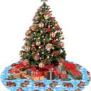Christmas Tree Skirt with Santa Capybara 48 inches Animal Tree Skirts Xmas Mat Farmhouse Holiday Party New Year Supplies Ornaments Decorations for Mini Small Pencil Big Trees