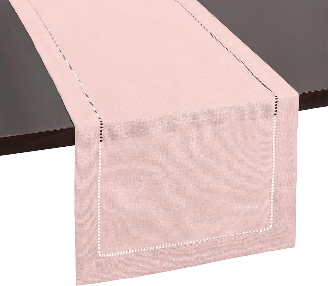 Blush Pink Table Runner  Light Pink Table Runner for Dining, or Summer Decor  Elegant Rose Gold Runners for Tables, Perfect for Modern and Farmhouse Styles (14 x 108 Inches Long)