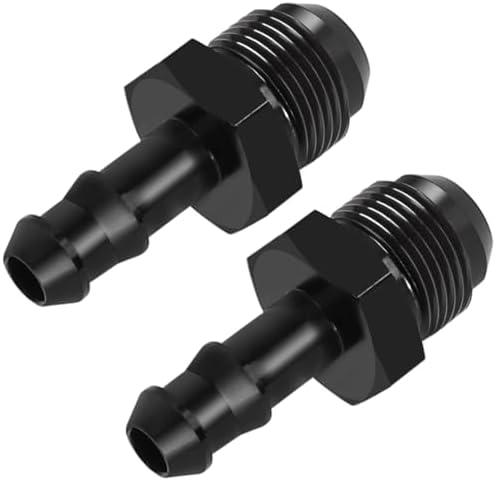 8AN Male Flare to 3/8" Hose Barb Straight Adapter Fuel Hose Fittings AN8-3/8" Aluminum Black, 2 Pcs