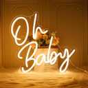 Oh Baby Neon Signs for Wall Decor USB Powered LED Light Up Sign for Baby Shower Birthday Party Gender Reveal Christening Day Decor 1st Birthday Backdrop