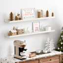Upsimples Floating Shelves for Wall, 35.5 Inch Shelves for Decor Storage Set of 6, Wall Mounted Wood Shelf for Bedroom, Living Room, Bathroom, Kitchen, Long Picture Ledge Shelves, White