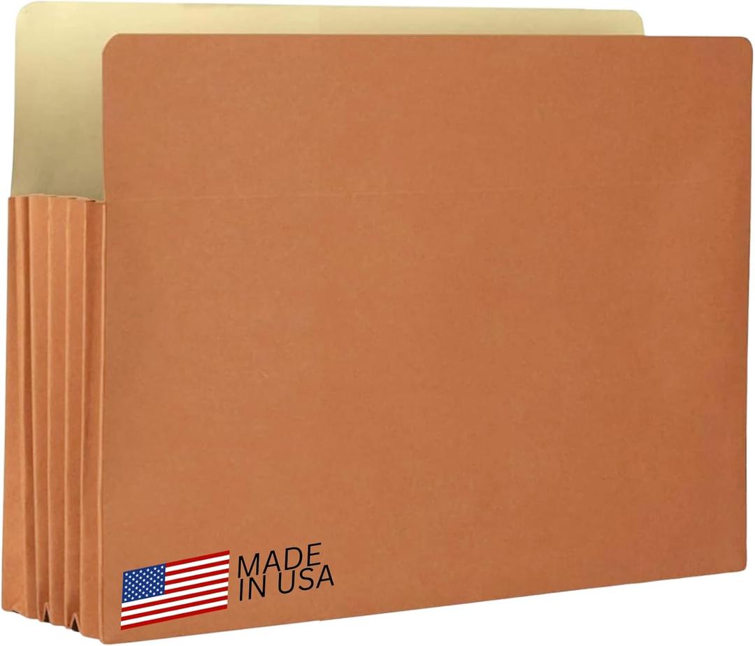 The File King Expanding Accordion File Folder  Letter Size | 5.25 Expansion, 10 Pack | Red Rope Expanding Pocket | Straight Cut Tab | Law, Accounting & Business Filing Organizer | Made in USA (Box of 10)