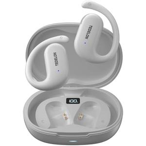 TEDELON Open Ear Headphones Bluetooth 5.4: 16.2mm Drivers, 50H Playtime Wireless Earbuds, IPX6 Waterproof, LED Display, Comfort Fit for Running, Cycling, Workouts, Beige