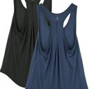 icyzone Workout Tank Tops for Women - Athletic Yoga Tops, Racerback Running Tank Top, Gym Exercise Shirts (Pack of 2) Large
